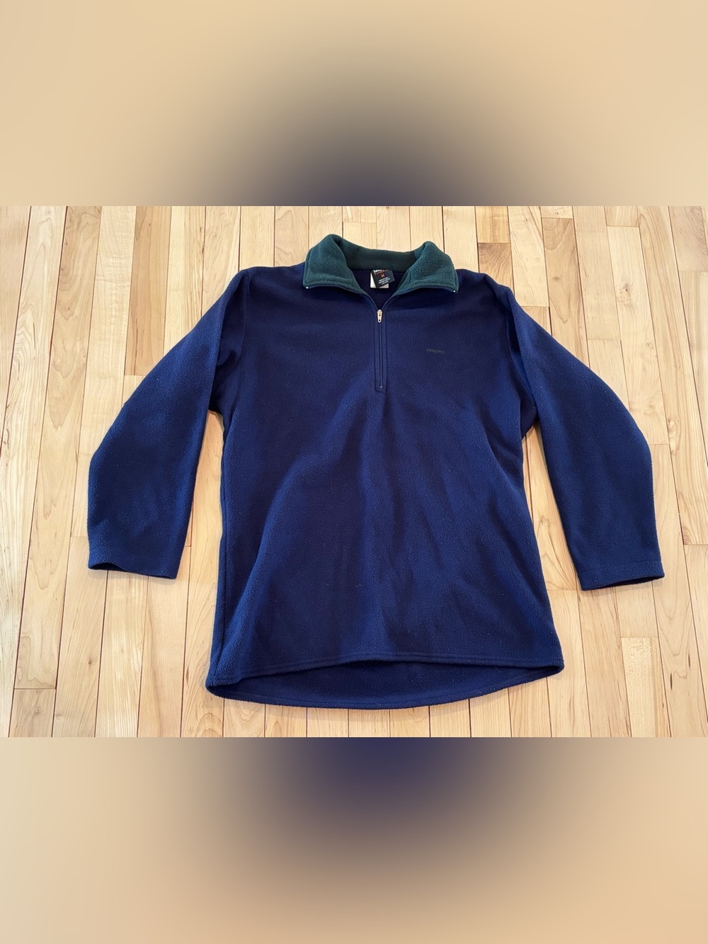 Vintage Patagonia Capilene Quarter Zip Fleece Pullover Navy Blue Green Medium